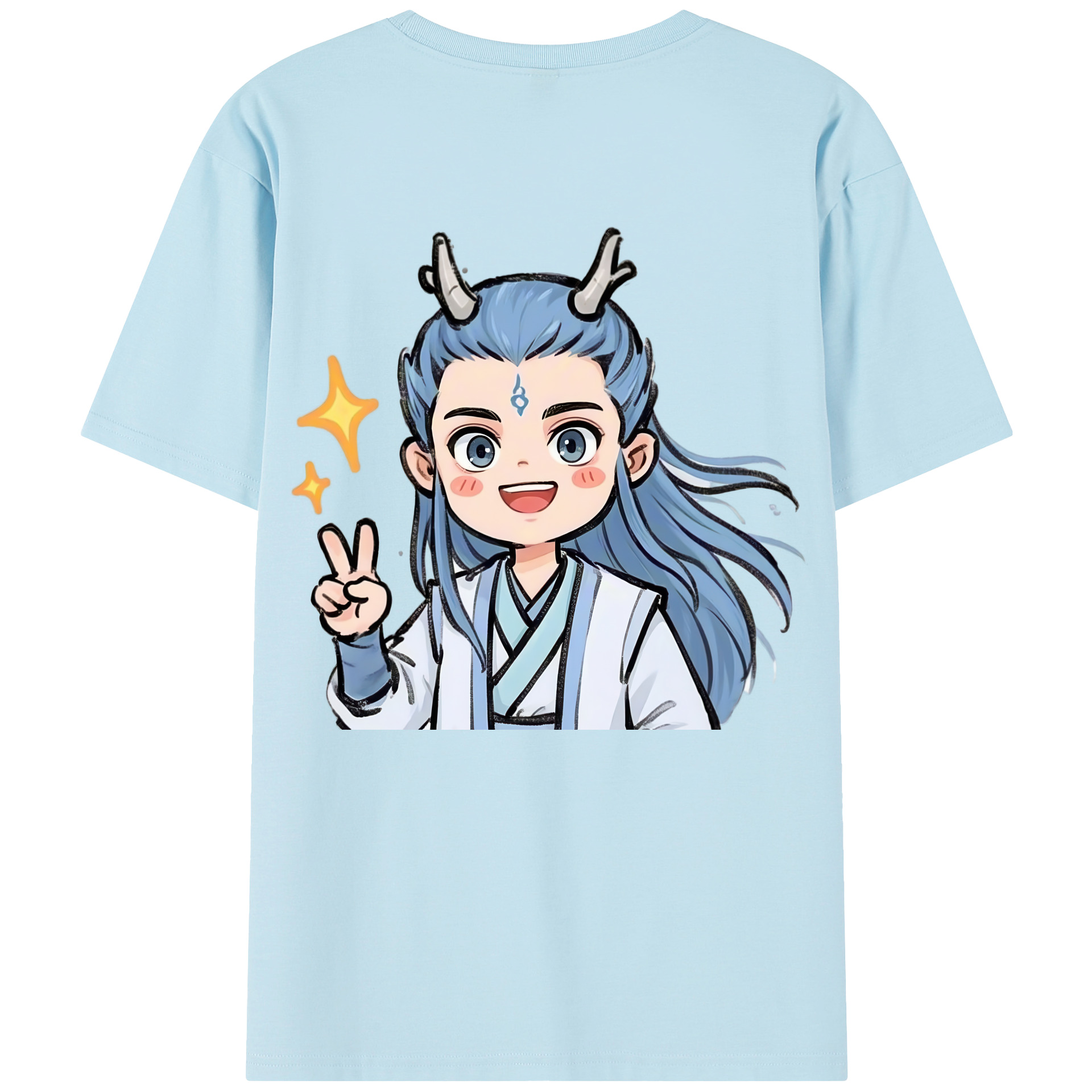 （画像用） Ne Zha 2 ナタ 魔童の大暴れ 綿100％半袖Tシャツ（背面プリント）